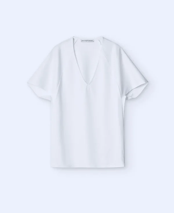 Adolfo Dominguez T-Shirts | Camisola Reta Em Algodao Mercerizado Branco