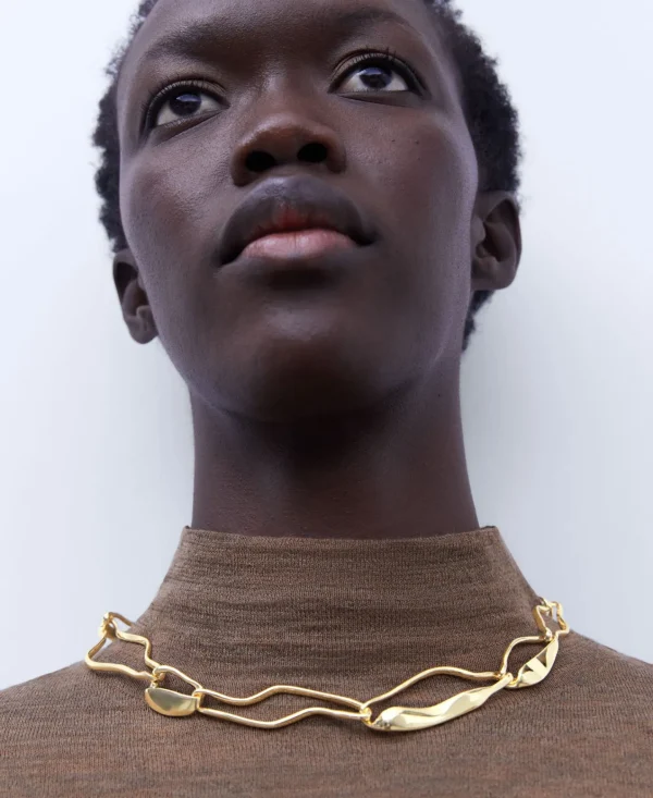 Adolfo Dominguez Bijuteria | Colar De Elos Em Zinco Dourado