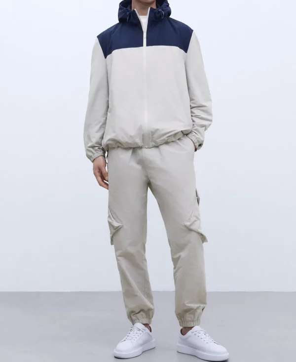 Adolfo Dominguez Sobretudos | Corta-Ventos Bicolor Em Nylon E Algodao Gelo