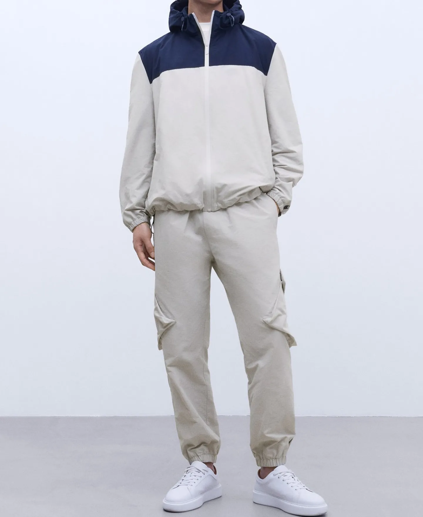 Adolfo Dominguez Sobretudos | Corta-Ventos Bicolor Em Nylon E Algodao Gelo