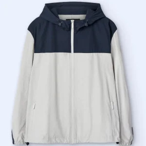 Adolfo Dominguez Sobretudos | Corta-Ventos Bicolor Em Nylon E Algodao Gelo