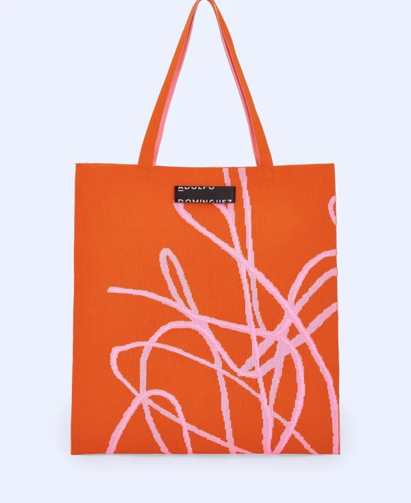 Adolfo Dominguez Malas | Mala Shopper De Malha Estampada Laranja