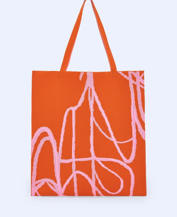 Adolfo Dominguez Malas | Mala Shopper De Malha Estampada Laranja