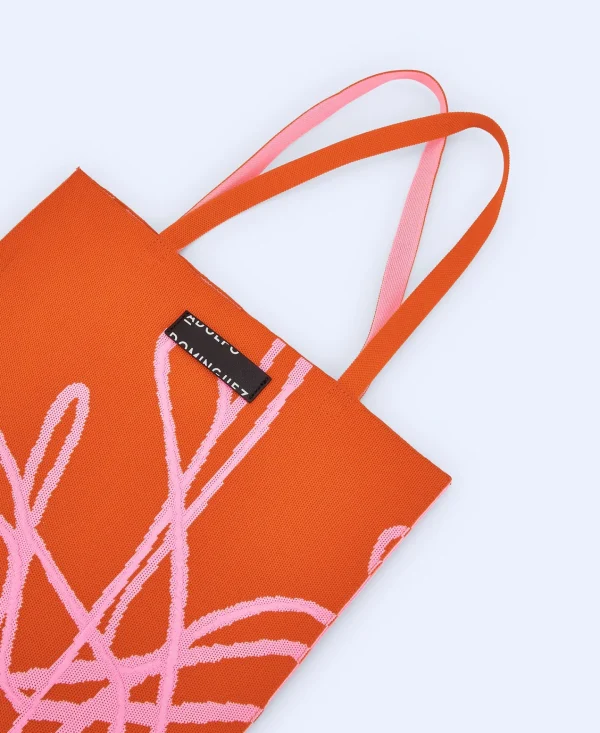 Adolfo Dominguez Malas | Mala Shopper De Malha Estampada Laranja