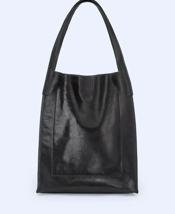 Adolfo Dominguez Malas | Mala Shopper Maxi Em Pele Curtida Preto