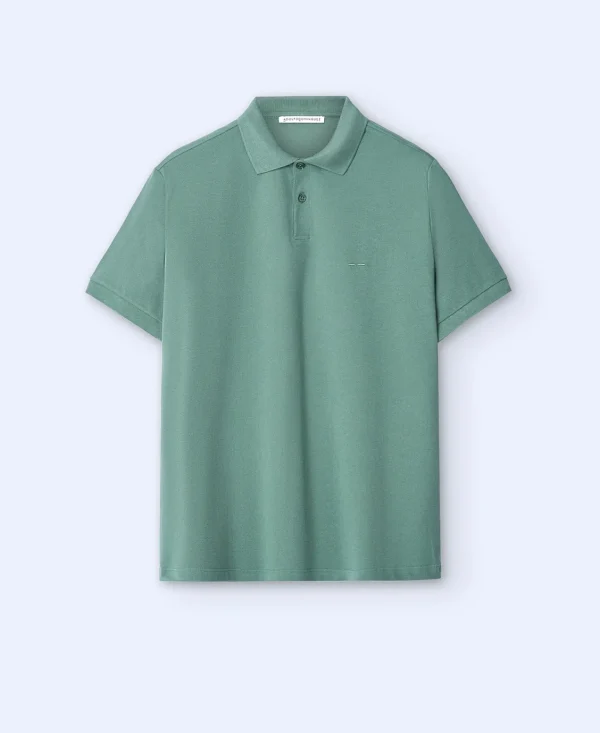 Adolfo Dominguez T-Shirts E Polos | Polo De Dois Botoes Em Algodao Verde-Cinzento