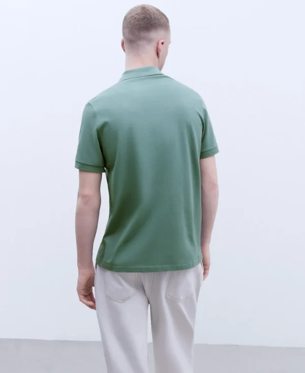 Adolfo Dominguez T-Shirts E Polos | Polo De Dois Botoes Em Algodao Verde-Cinzento