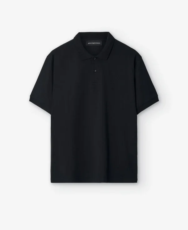 Adolfo Dominguez T-Shirts E Polos | Polo Em Algodao Mercerizado Preto