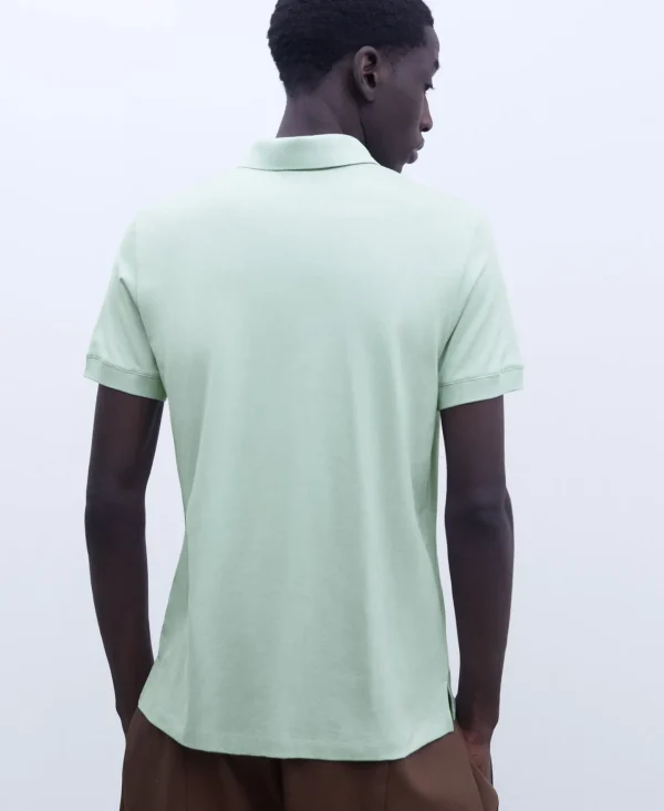 Adolfo Dominguez T-Shirts E Polos | Polo Liso Em Algodao Verde-Claro