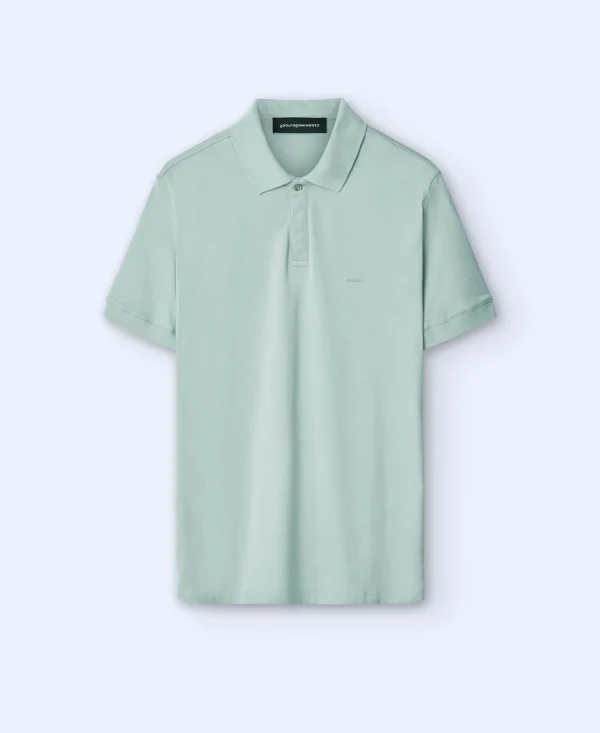 Adolfo Dominguez T-Shirts E Polos | Polo Liso Em Algodao Verde-Claro