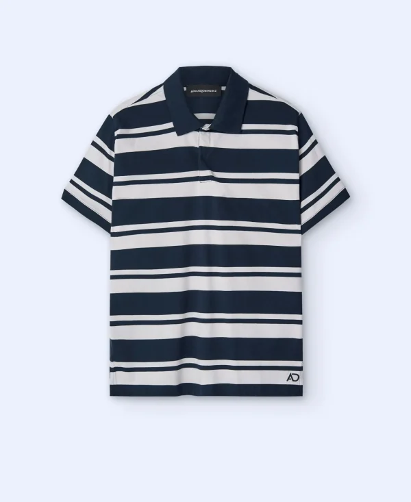 Adolfo Dominguez T-Shirts E Polos | Polo Oversize As Riscas Em Algodao Riscas Brancas E Azuis