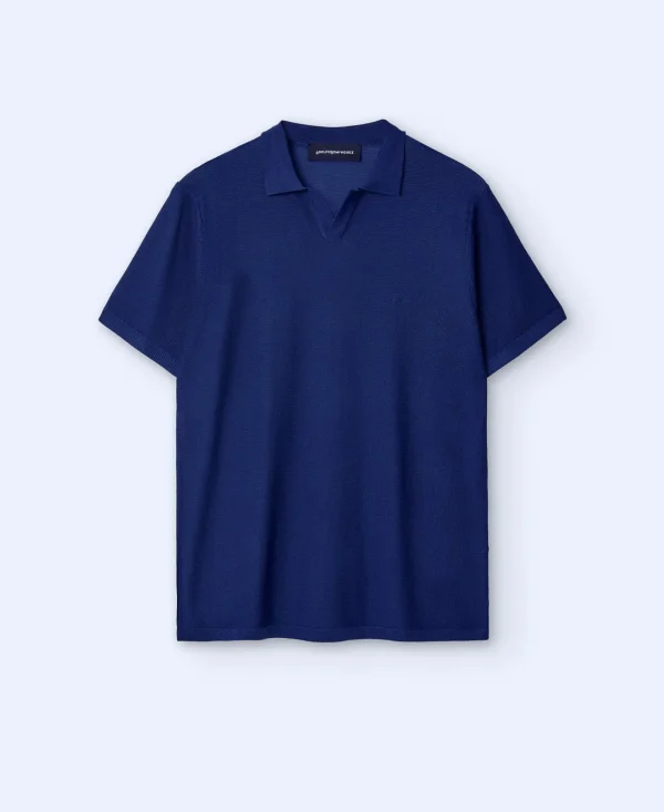 Adolfo Dominguez T-Shirts E Polos | Polo Regular Fit Sem Botoes Azul Da Prussia