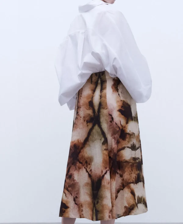 Adolfo Dominguez Saias | Saia Evase Em Linho Europeu Multicolor