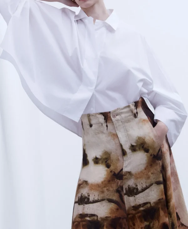 Adolfo Dominguez Saias | Saia Evase Em Linho Europeu Multicolor