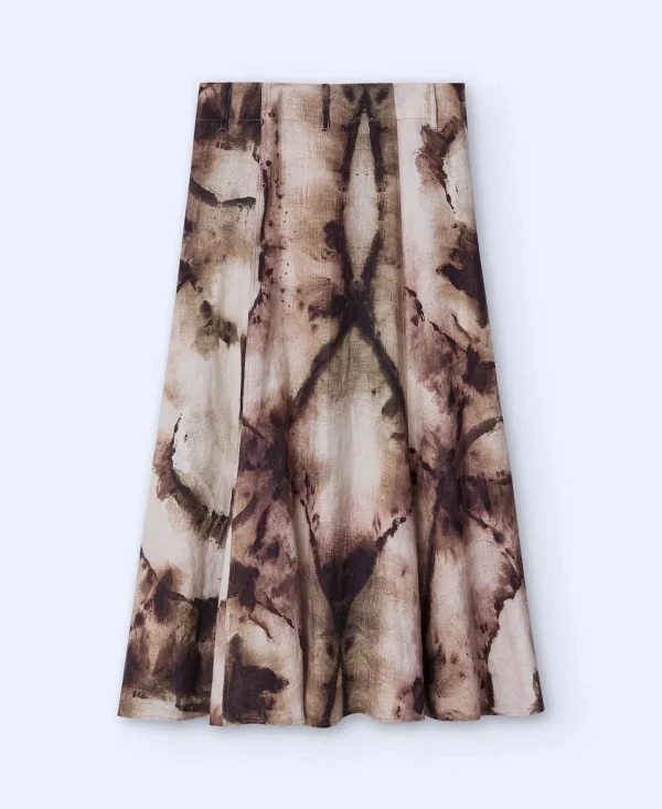 Adolfo Dominguez Saias | Saia Evase Em Linho Europeu Multicolor