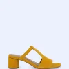 Adolfo Dominguez Sapatos | Sandalias Mules Em Camurca Amarelo Curcuma