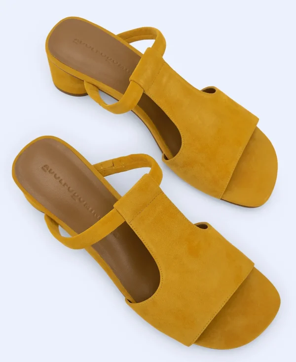 Adolfo Dominguez Sapatos | Sandalias Mules Em Camurca Amarelo Curcuma