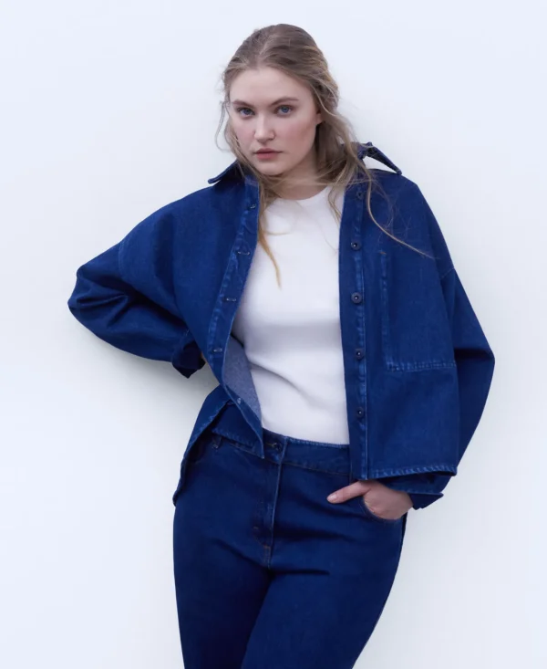 Adolfo Dominguez Denim | Sobrecamisa Oversize Em Ganga Azul Denim