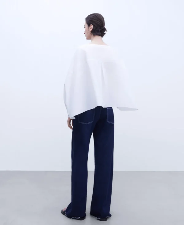 Adolfo Dominguez Camisas E Tops | Top Com Decote Barco Em Algodao Branco