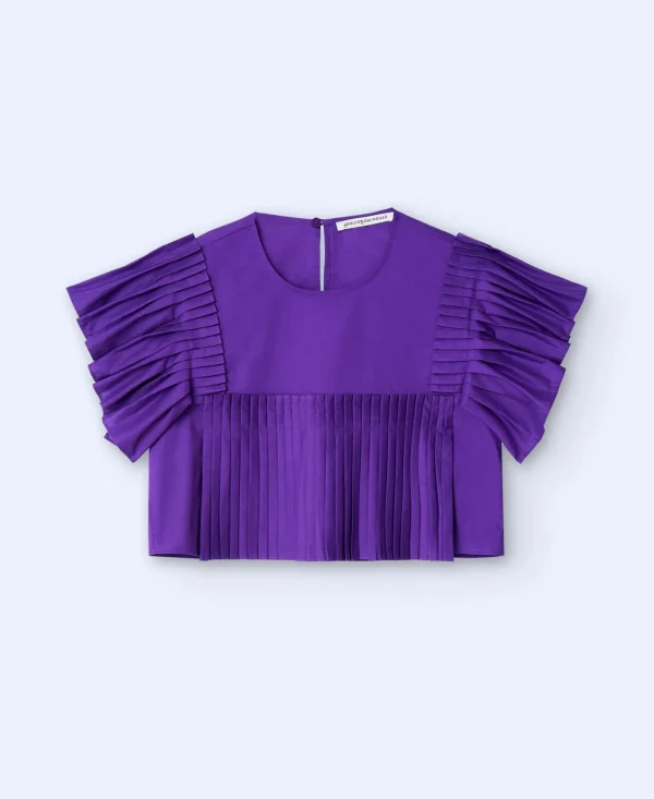 Adolfo Dominguez Camisas E Tops | Top Efeito Folhos Em Algodao Roxo