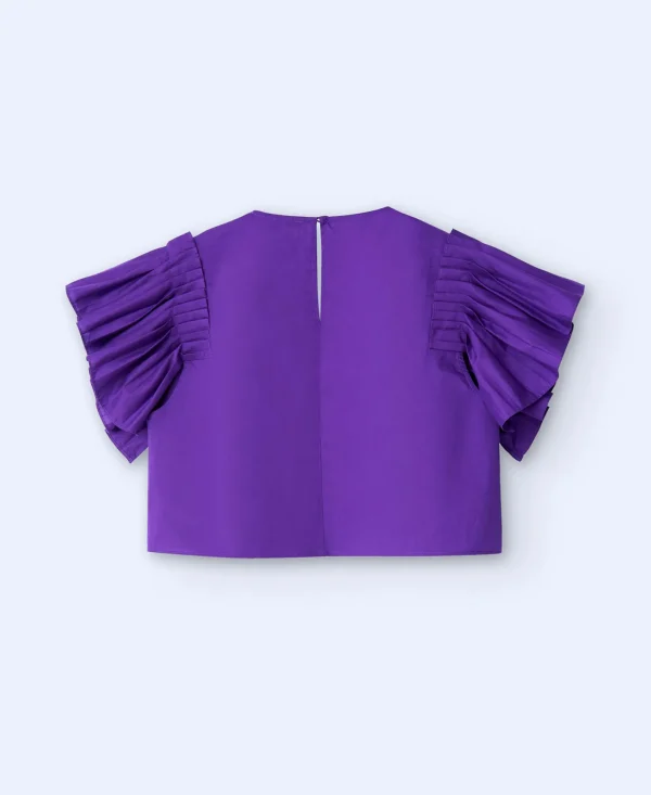 Adolfo Dominguez Camisas E Tops | Top Efeito Folhos Em Algodao Roxo