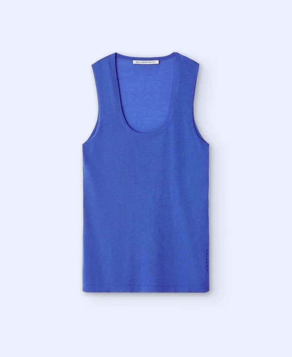 Adolfo Dominguez Malhas | Top Em Tencel, Algodao E Seda Azul