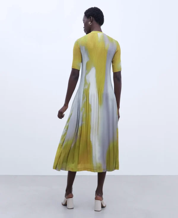 Adolfo Dominguez Crinkle | Vestido Estampado Em Crinkle Amarelo Estampado