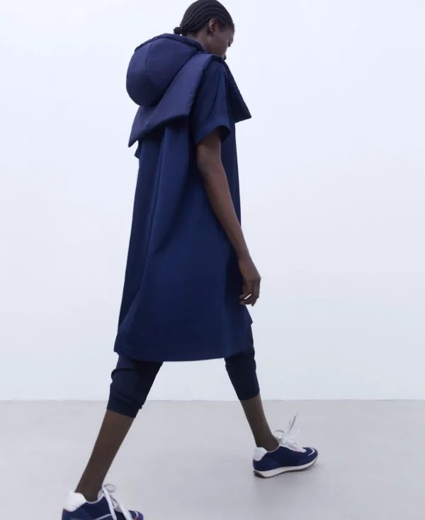 Adolfo Dominguez Vestidos E Macacões | Vestido Evase Com Gola Caixa Azul-Marinho