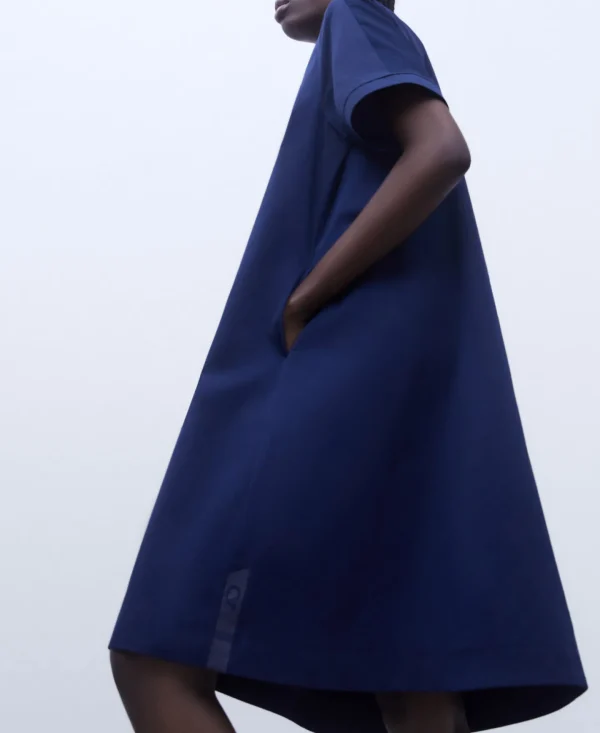 Adolfo Dominguez Vestidos E Macacões | Vestido Evase Com Gola Caixa Azul-Marinho