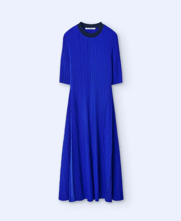 Adolfo Dominguez Crinkle | Vestido Evase Em Crinkle Azul