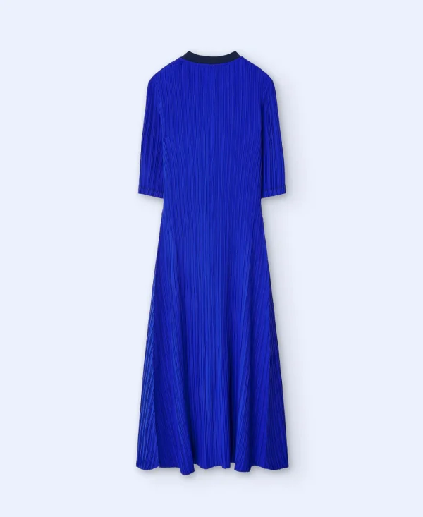 Adolfo Dominguez Crinkle | Vestido Evase Em Crinkle Azul