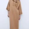 Adolfo Dominguez Vestidos E Macacões | Vestido Midi Com Gola Perkins Camel