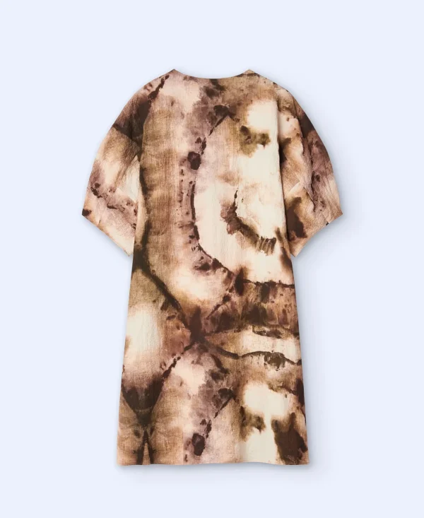 Adolfo Dominguez Vestidos E Macacões | Vestido Volume Em Algodao Etico Castanho Estampado