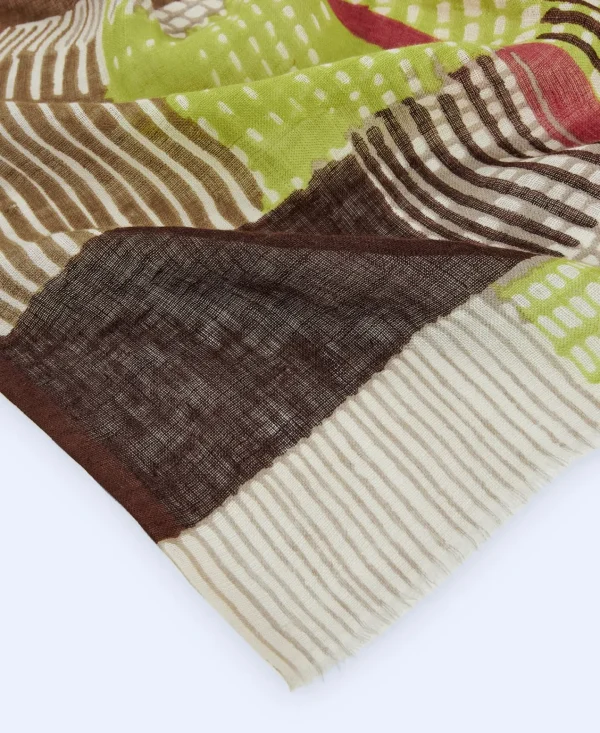 Adolfo Dominguez Foulard | Xaile Com Estampado Geometrico Caqui/Mostarda/Areia