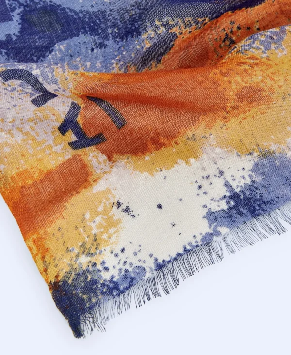 Adolfo Dominguez Foulard | Xaile Estampado Em Linho E Modal Cor De Laranja